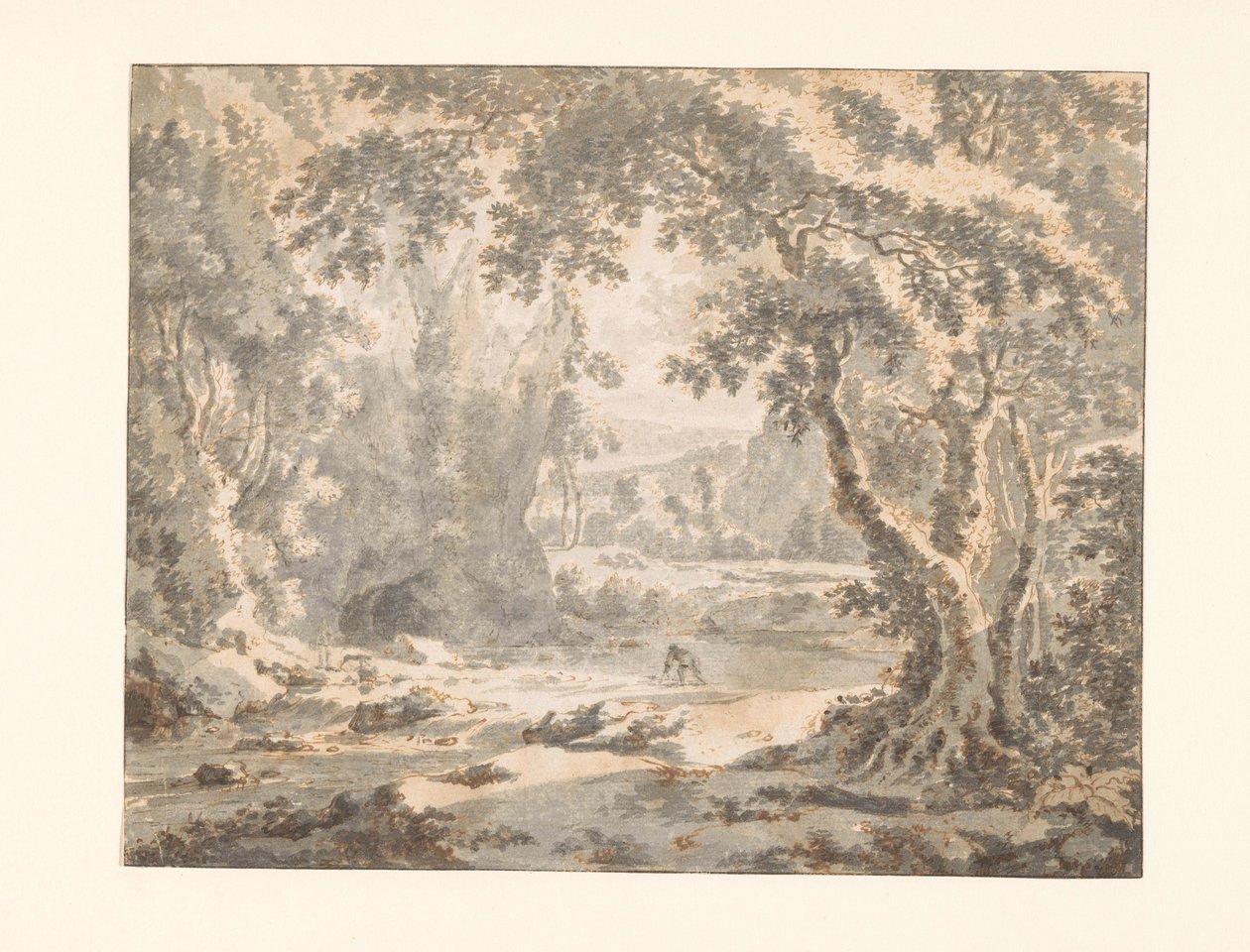River in a Wooded Mountain Landscape by Jan Hackaert
