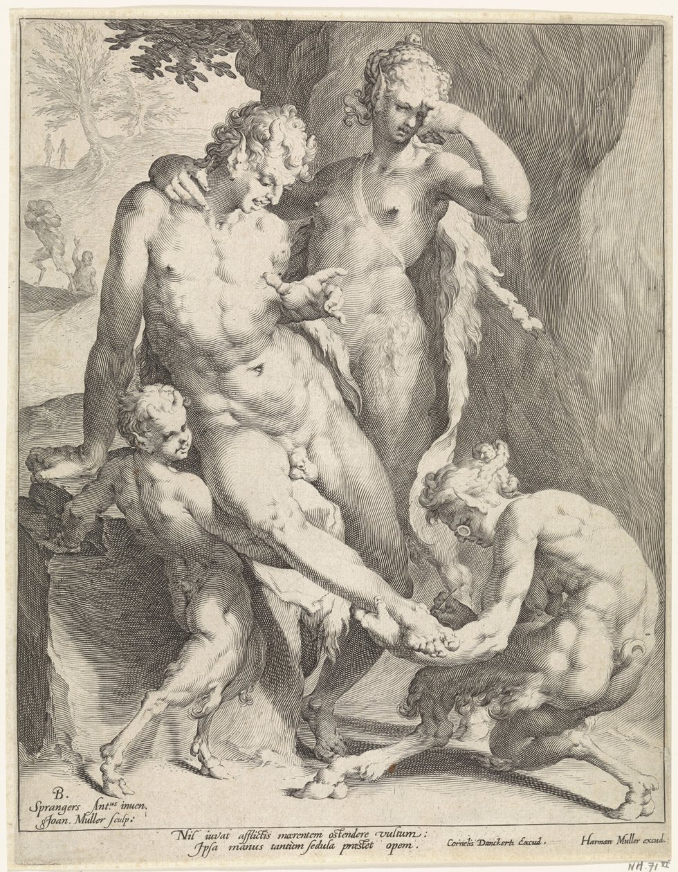 Oreads Removing a Thorn from the Foot of a Satyr by Jan Harmensz. Muller