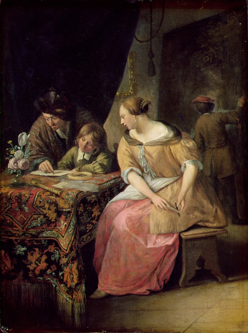 Interior with a Painter and his Family by Jan Havickszoon Steen