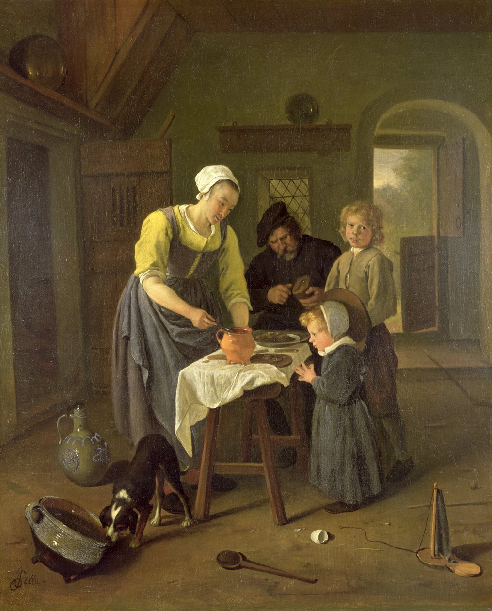 Peasant Family at Mealtime by Jan Havickszoon Steen