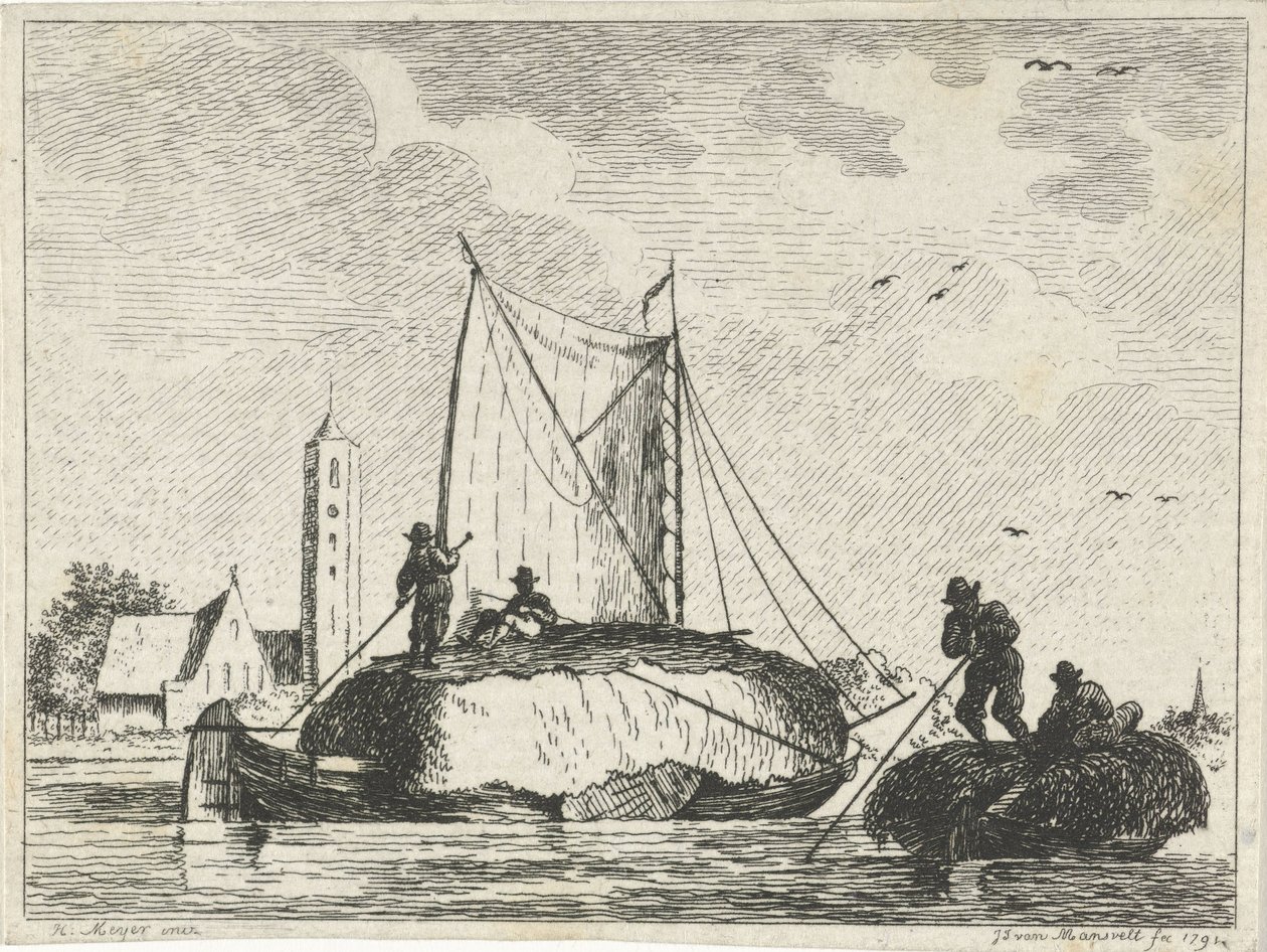 Two Hay Barges by Jan Izaak van Mansvelt