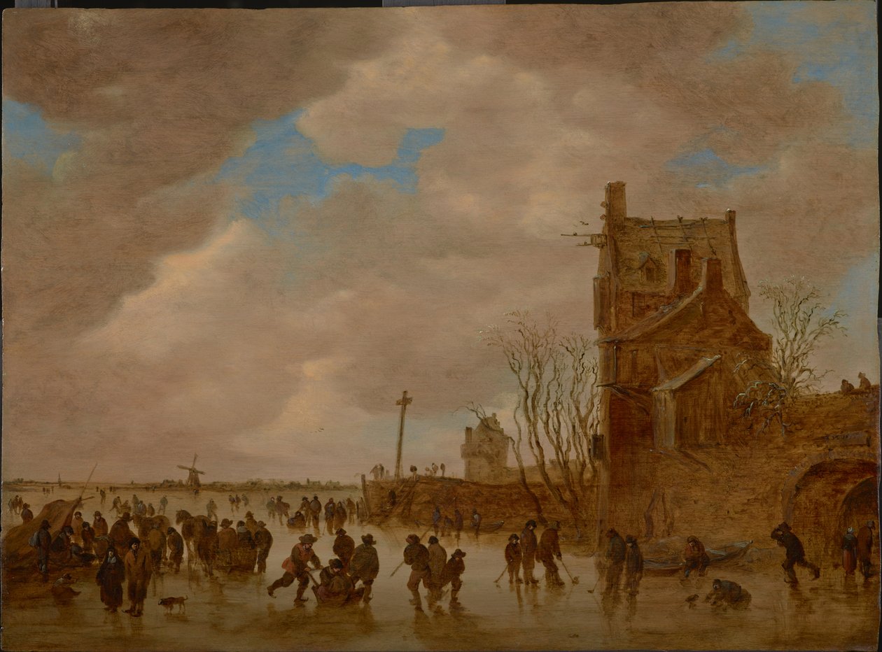Ice Pleasures in Front of a Bridge Tower by Jan Josefsz Goyen van
