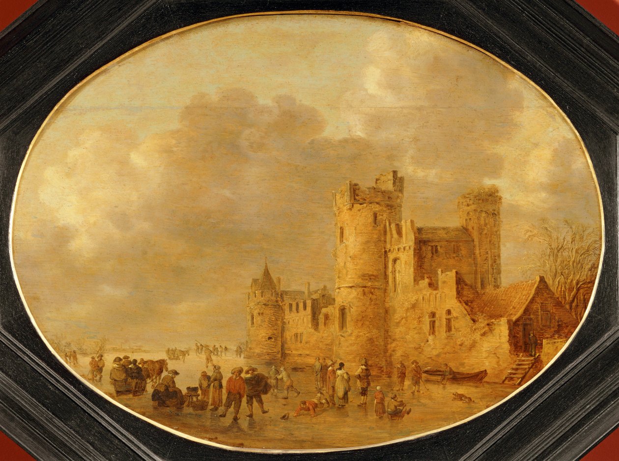 Skaters in Front of a Medieval Castle by Jan Josephsz van Goyen