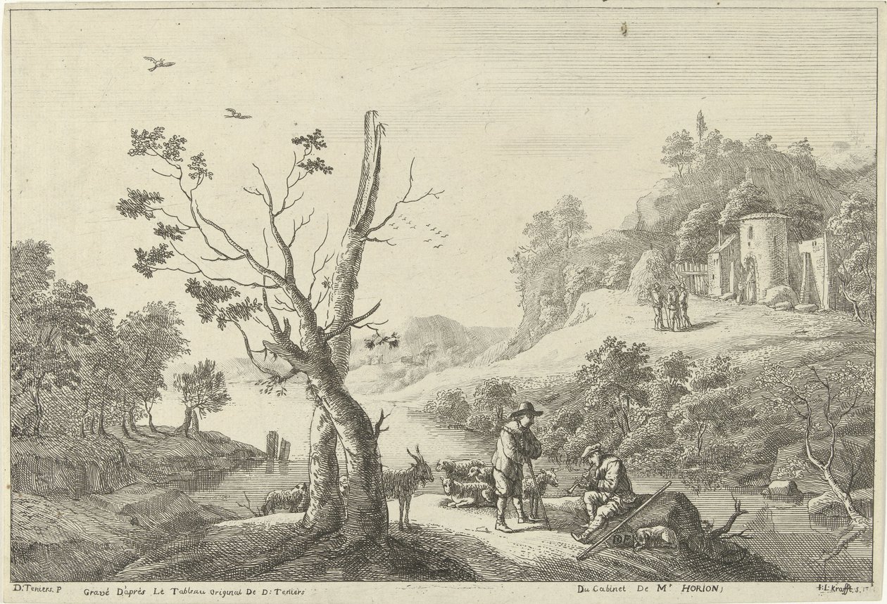 Landscape with a Flutist and a Shepherd by Jan Lauwryn Krafft (I)