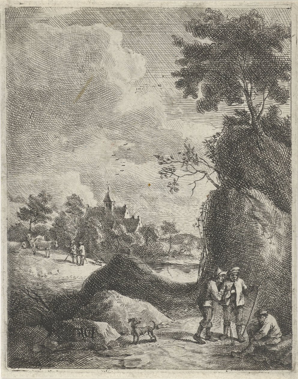 Landscape with Travelers and Two Shepherds by Jan Lauwryn Krafft (I)