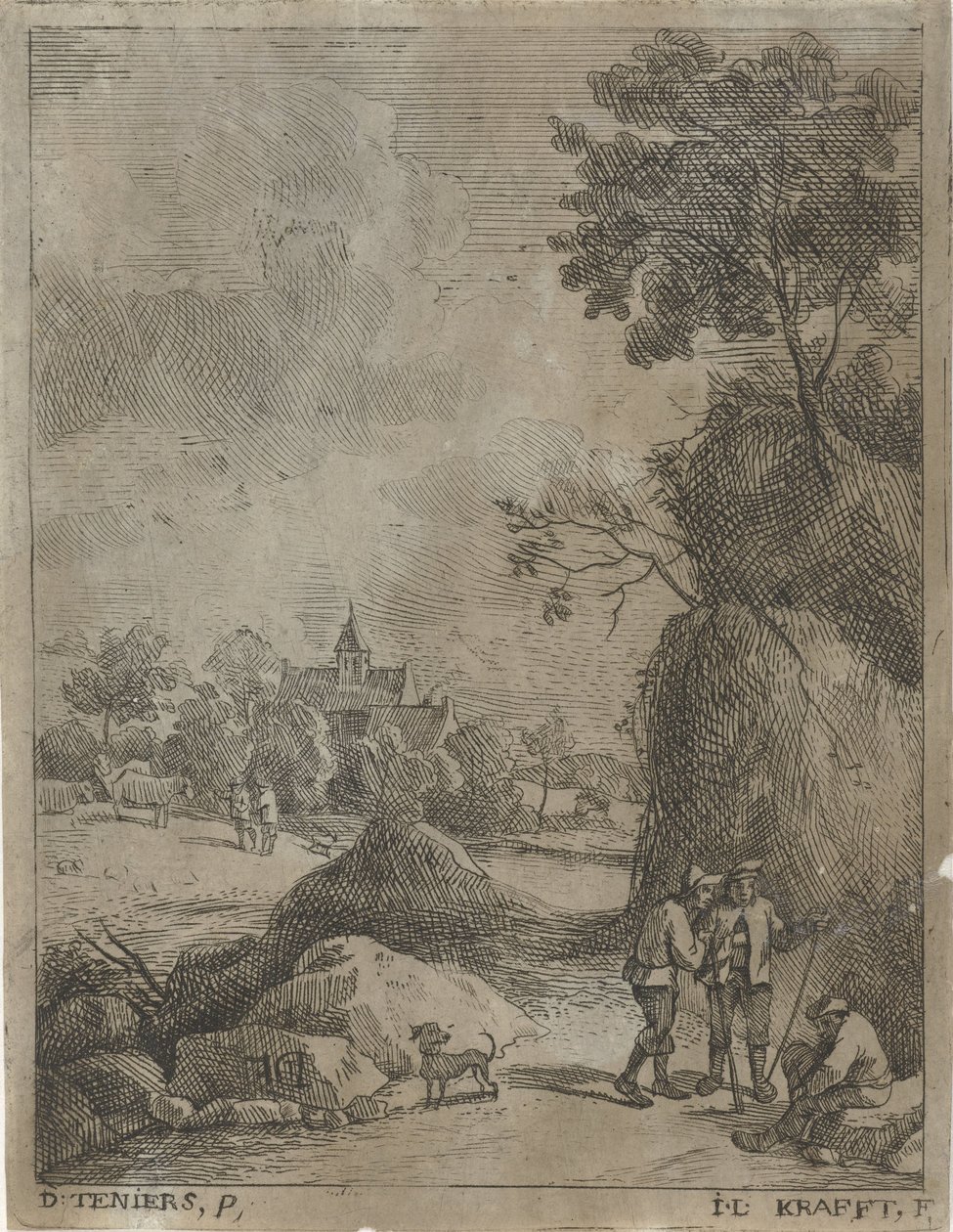 Landscape with Travelers and Two Shepherds by Jan Lauwryn Krafft (I)