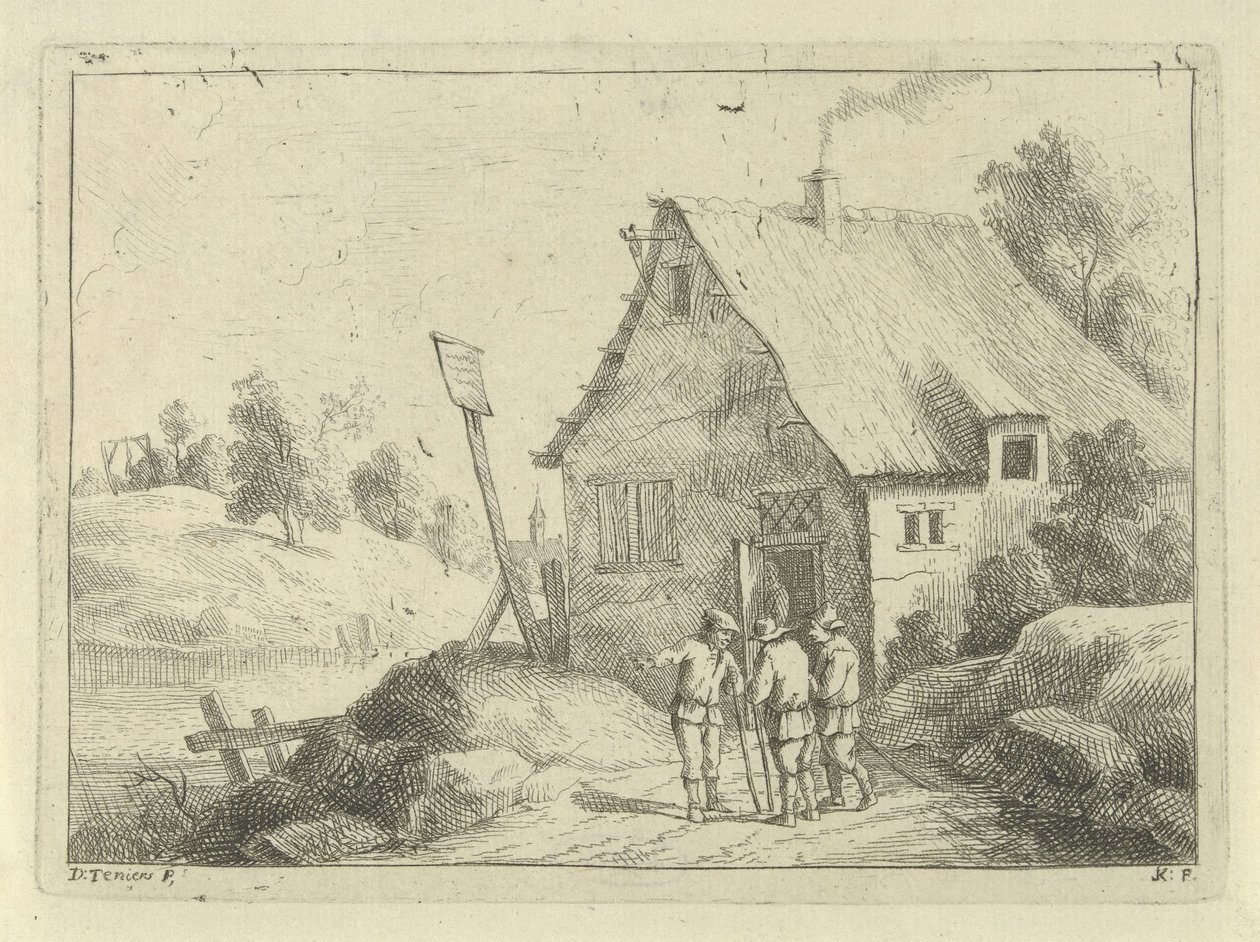 Talking Men in Front of a House by Jan Lauwryn Krafft (I)
