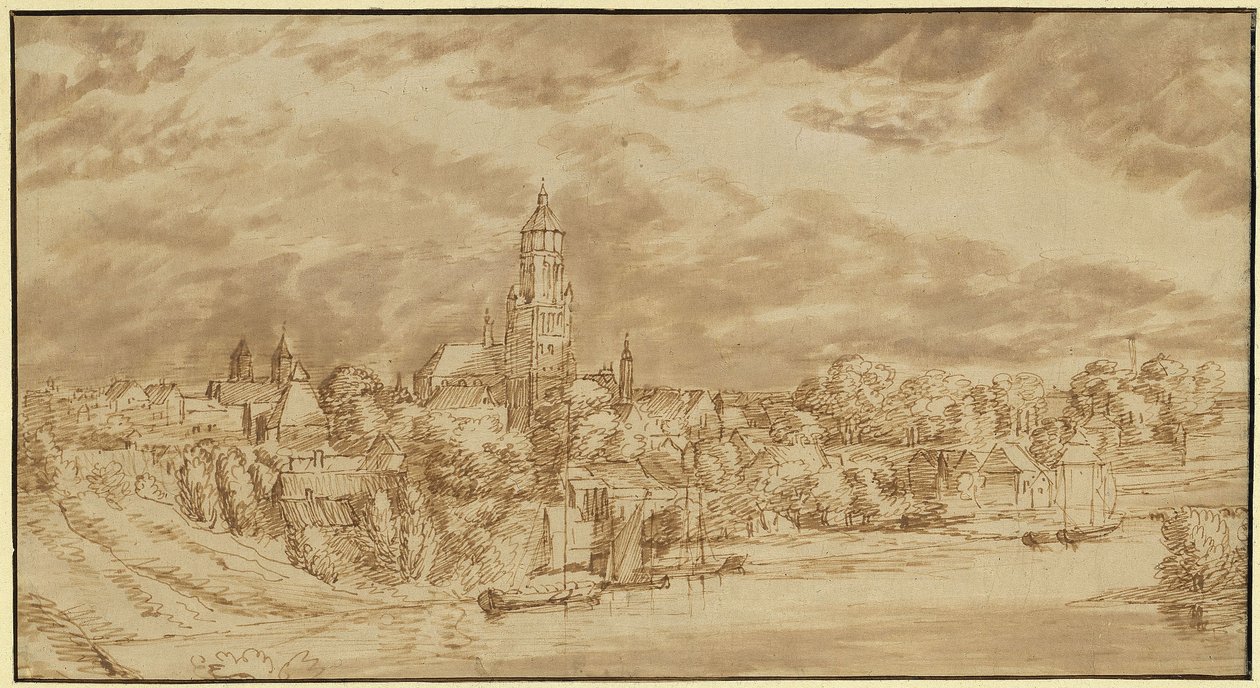 View of a Town on the Far Bank of a River by Jan Lievens