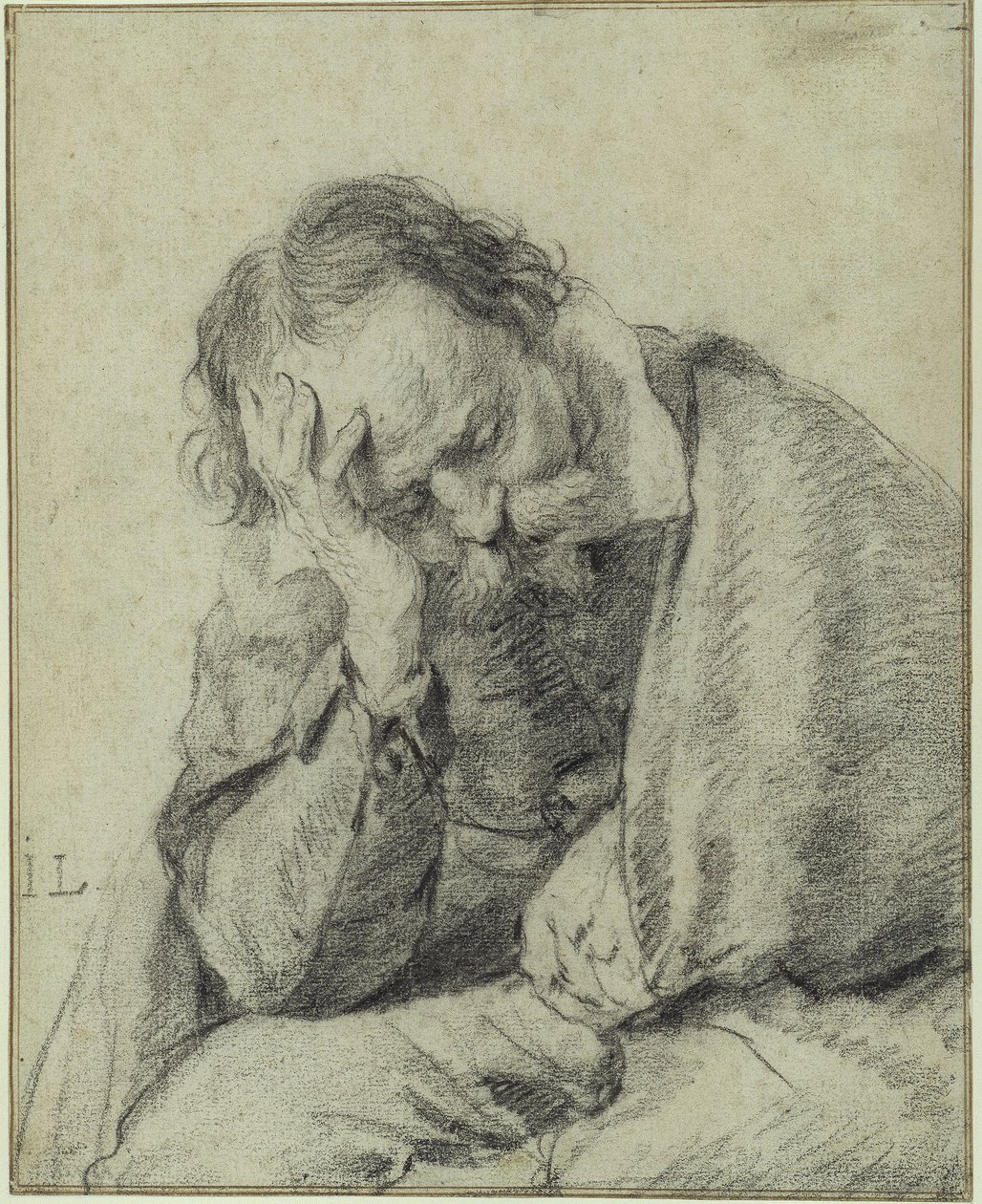 Study of a Man Resting His Head on His Right Hand by Jan Lievens
