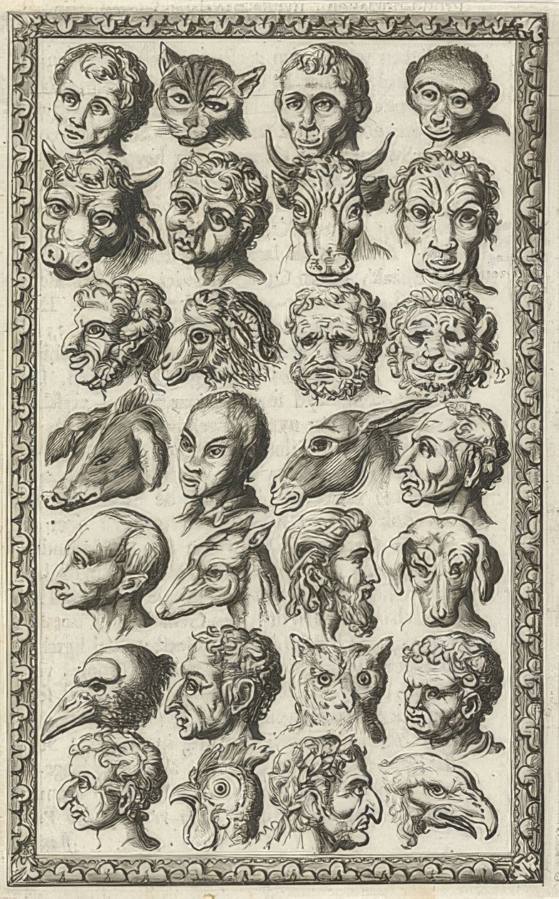 28 Heads of Humans and Animals by Jan Luyken