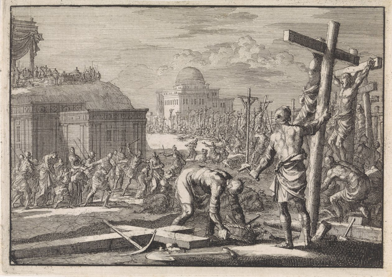 Alexander Joannes, Prince of the Jews, Crucifies His Opponents by Jan Luyken