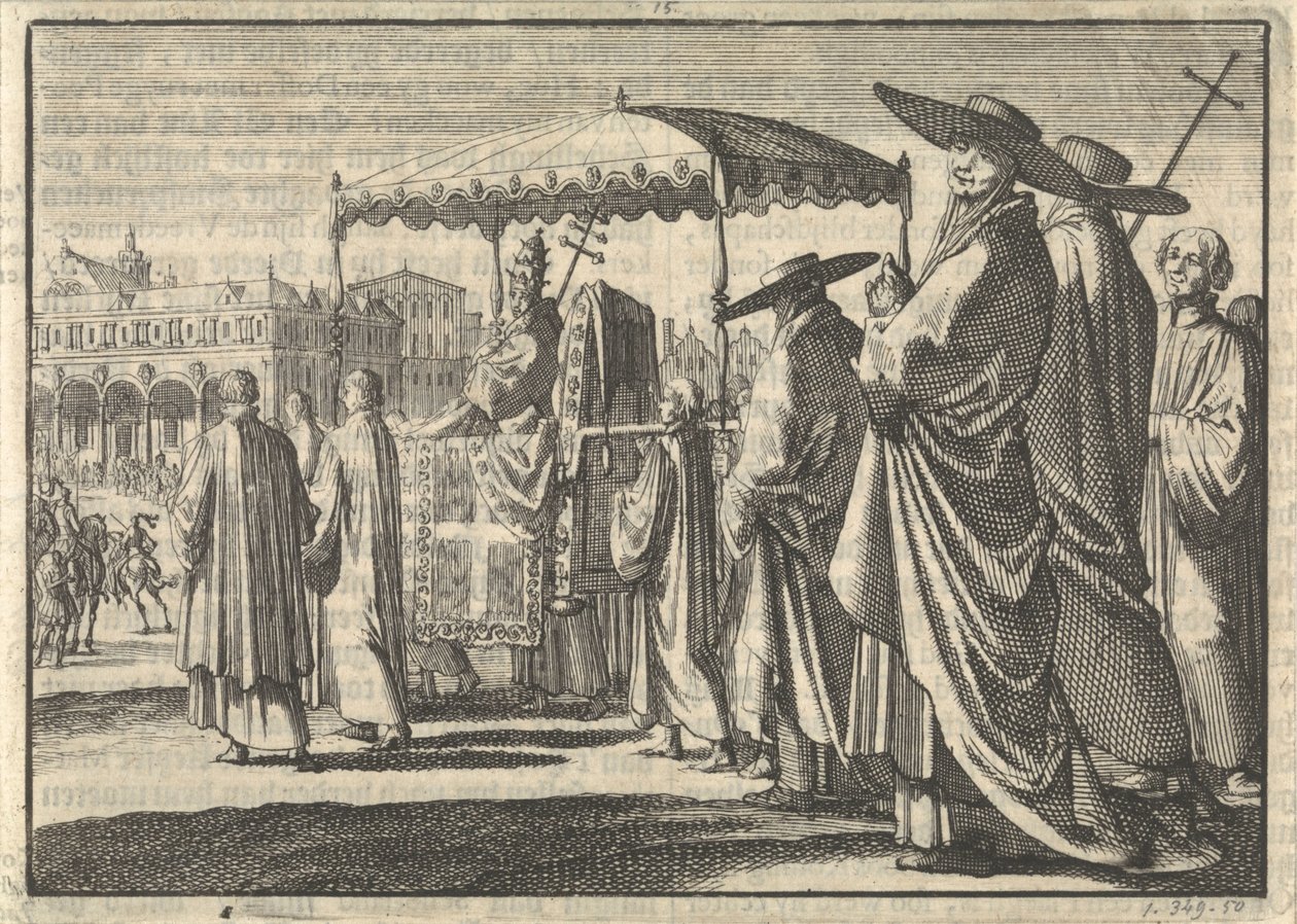 Christian IV, King of Denmark, Dressed as a Pope, Imitating a Procession with His Courtiers, 1596 by Jan Luyken
