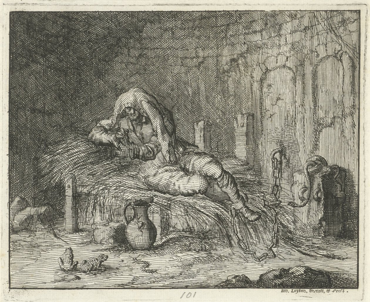Georg Wanger in Prison at Bressanone, 1591 by Jan Luyken