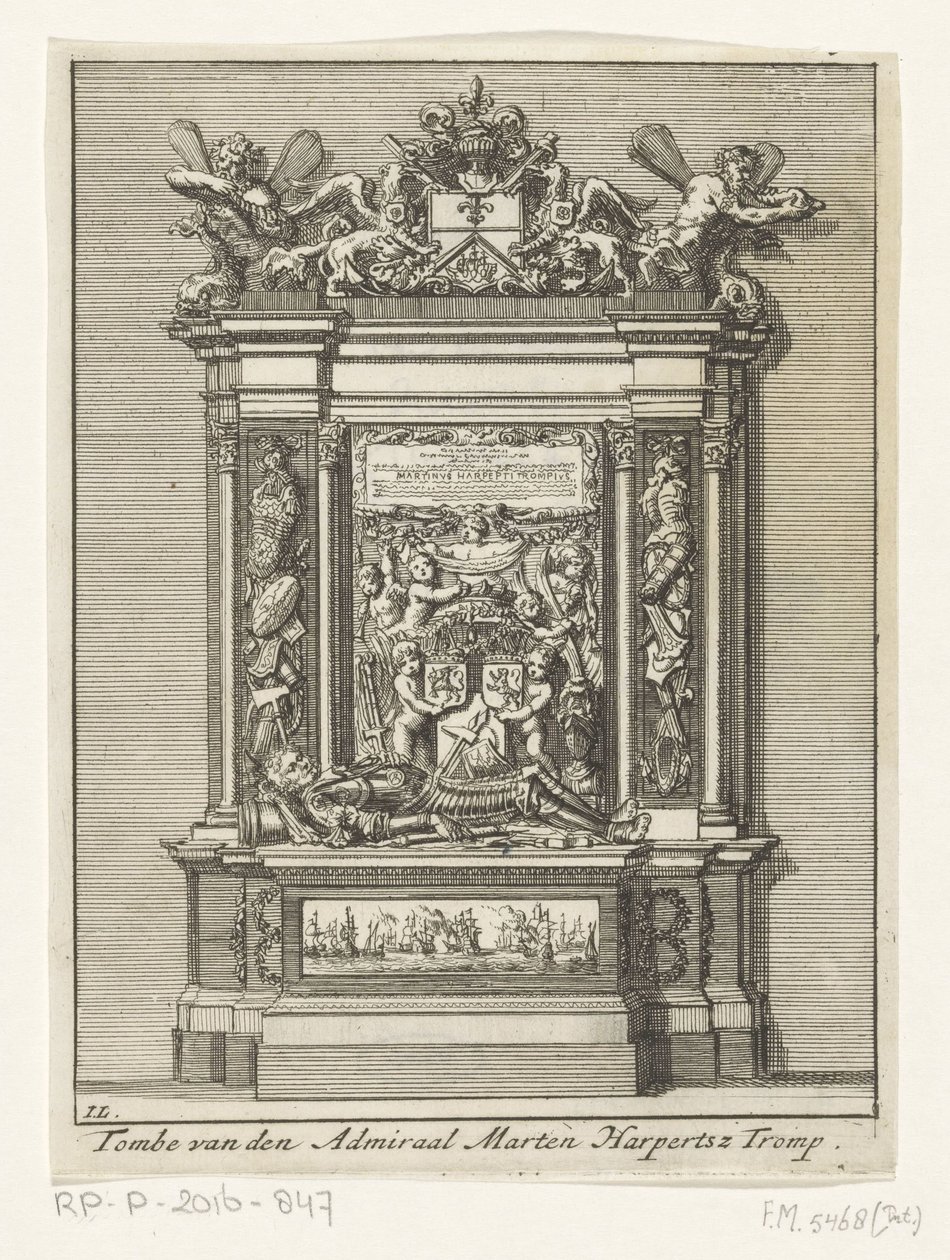 Tomb of Admiral Maarten Harpertszoon Tromp (Tombe van den Admiraal Marten Harpertsz Tromp) by Jan Luyken