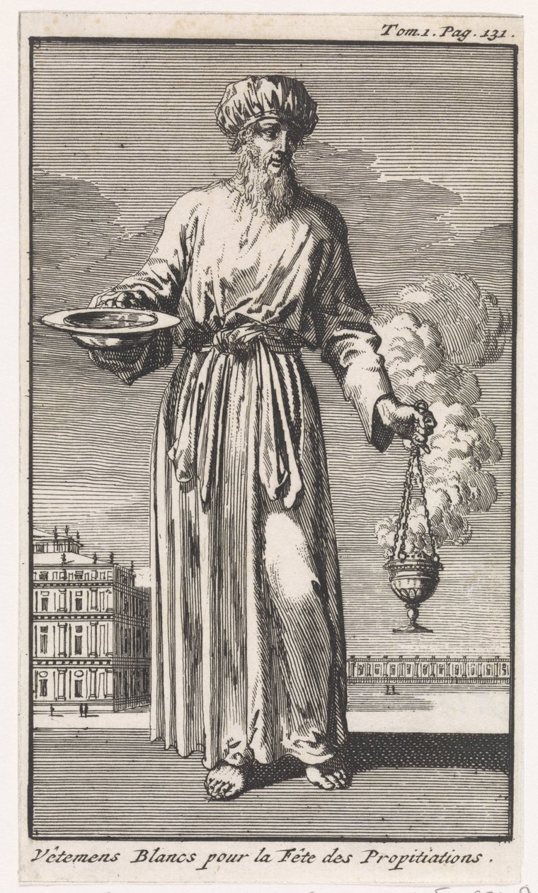 High Priest in White Liturgical Garments for the Day of Atonement by Jan Luyken