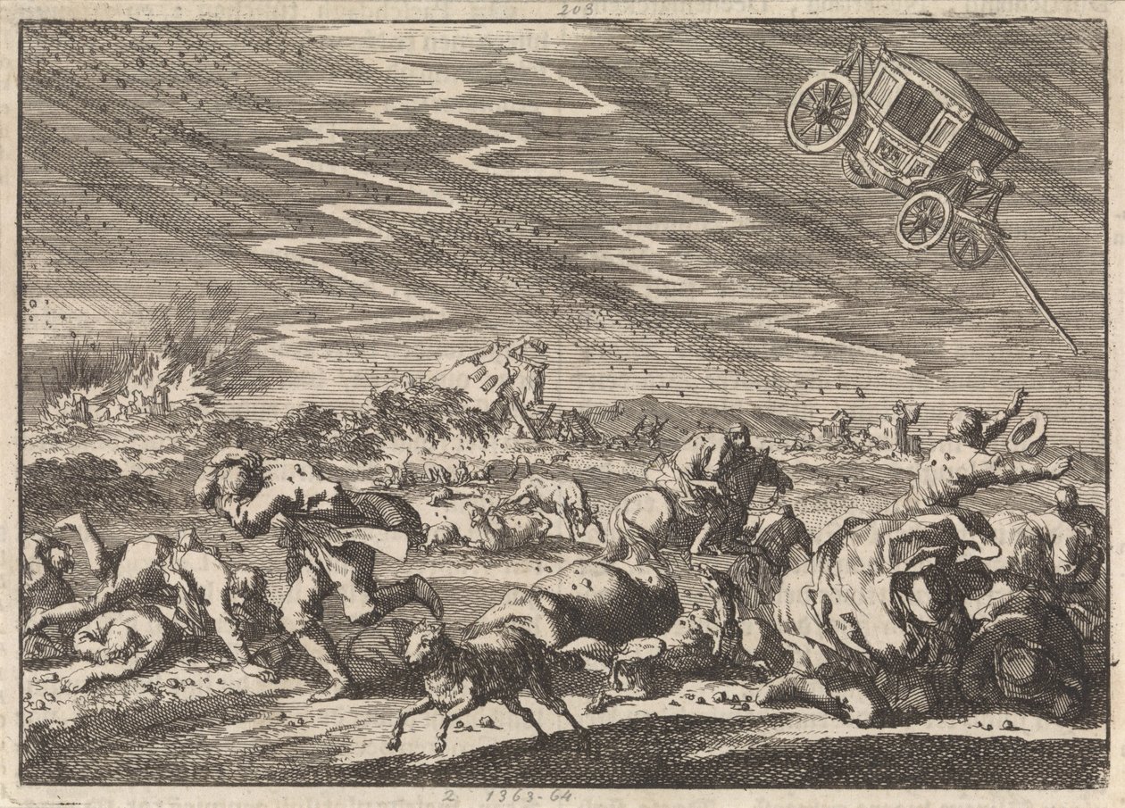 Severe Thunderstorm in Donsenhausen, Thuringia, 1674 by Jan Luyken