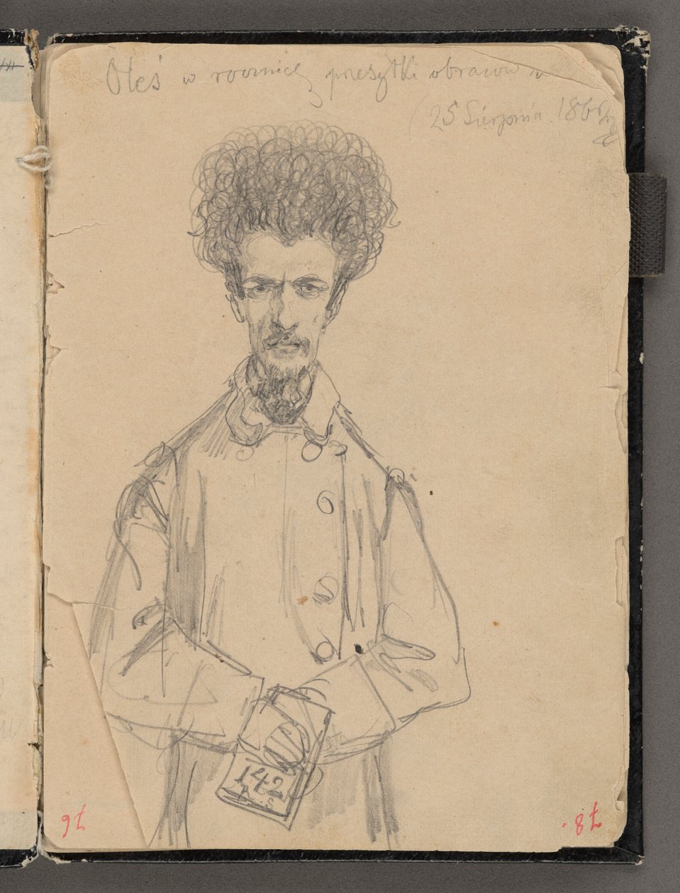 Sketchbook of Jan Matejko from 1861-1863. Single-sided Drawing. Reverse: Aleksander Gryglewski (¾ figure). by Jan Matejko