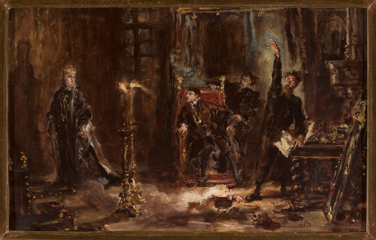 Twardowski Conjuring the Spirit of Barbara Before Sigismund Augustus, Sketch by Jan Matejko