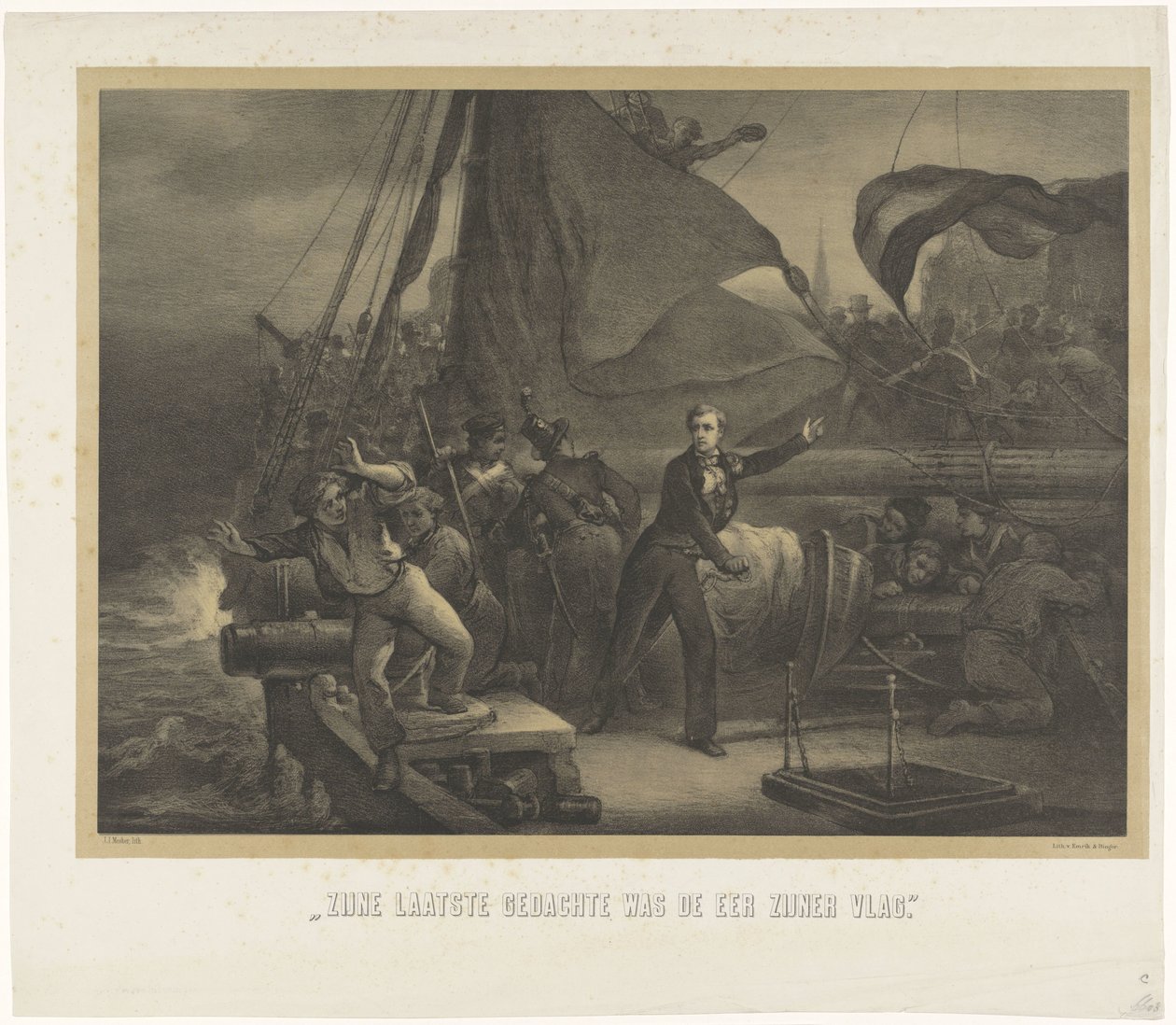 Jan van Speijk About to Throw the Fuse into the Hold, 1831 by Jan Mesker