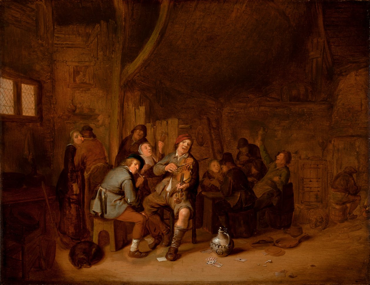 Figures Smoking and Playing Music in an Inn by Jan Miense Molenaer
