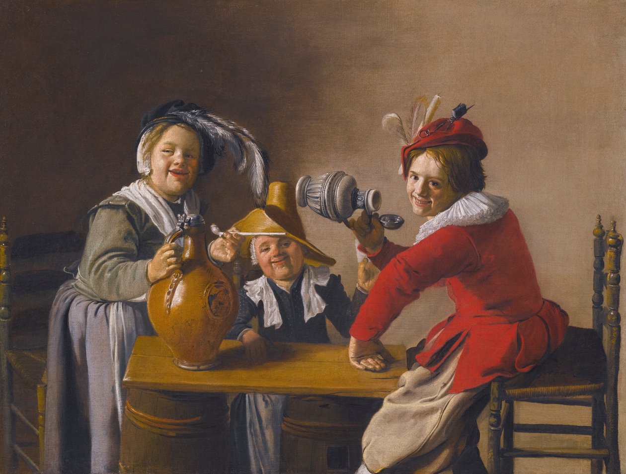 Three Children Drinking and Making Mischief by Jan Miense Molenaer