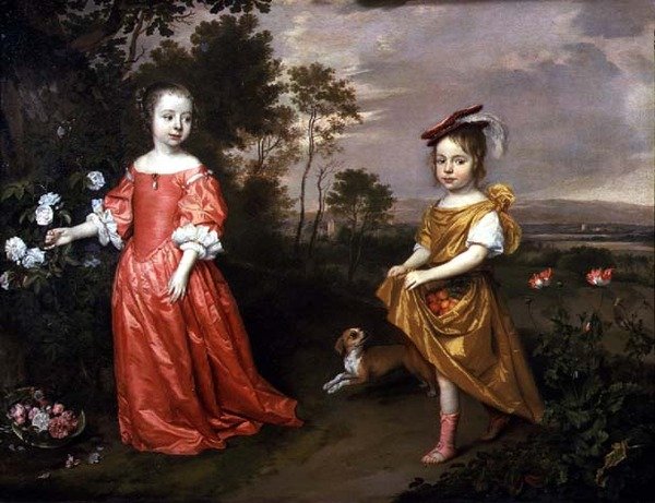 Two Children and a Dog in a Landscape by Jan Mytens or Mijtens