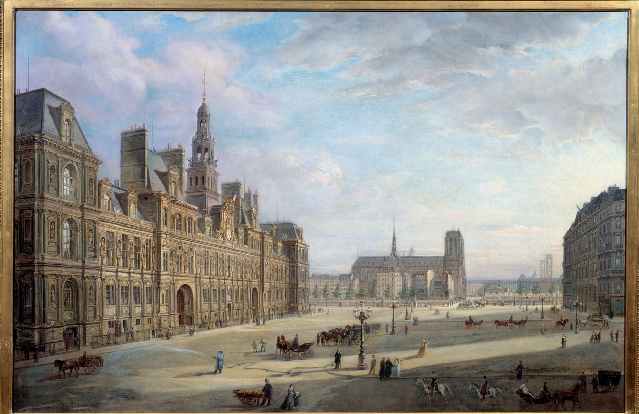 The city hall of Paris in 1868 by Jan Ostoja Mioduszewski