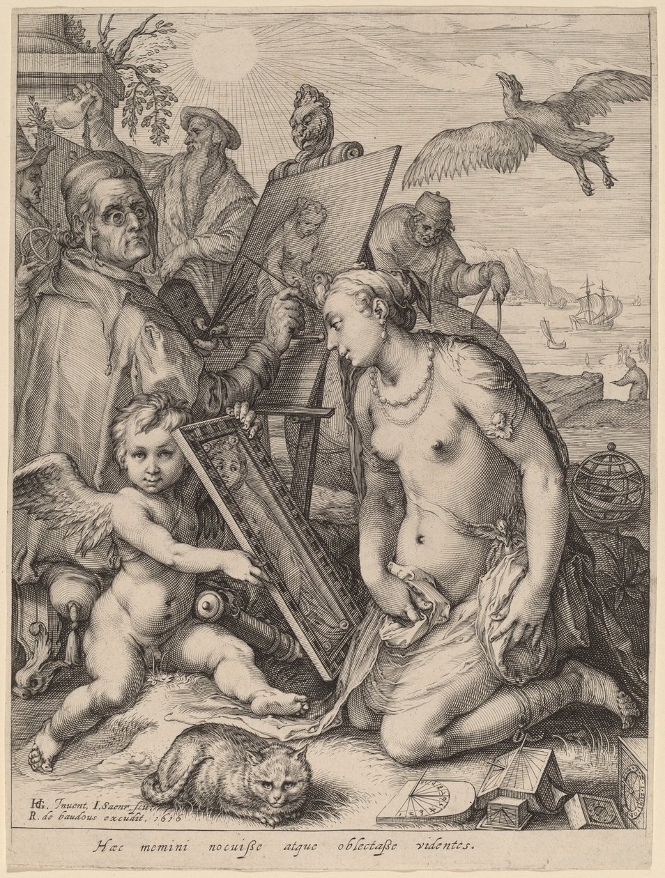 Artist Painting a Nude Woman: Allegory of Visual Perception by Jan Pietersz Saenredam after Hendrik Goltzius