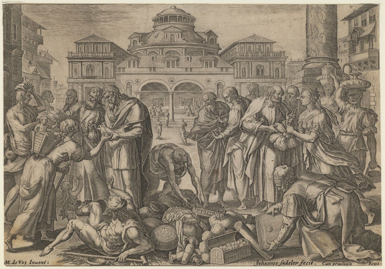 The Apostles Distribute the Money to Those in Need by Jan Sadeler