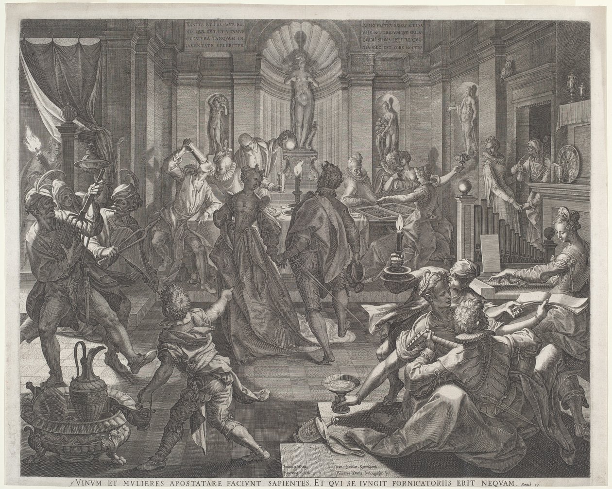 A Pleasure House by Jan Sadeler I, after Joos van Winghe