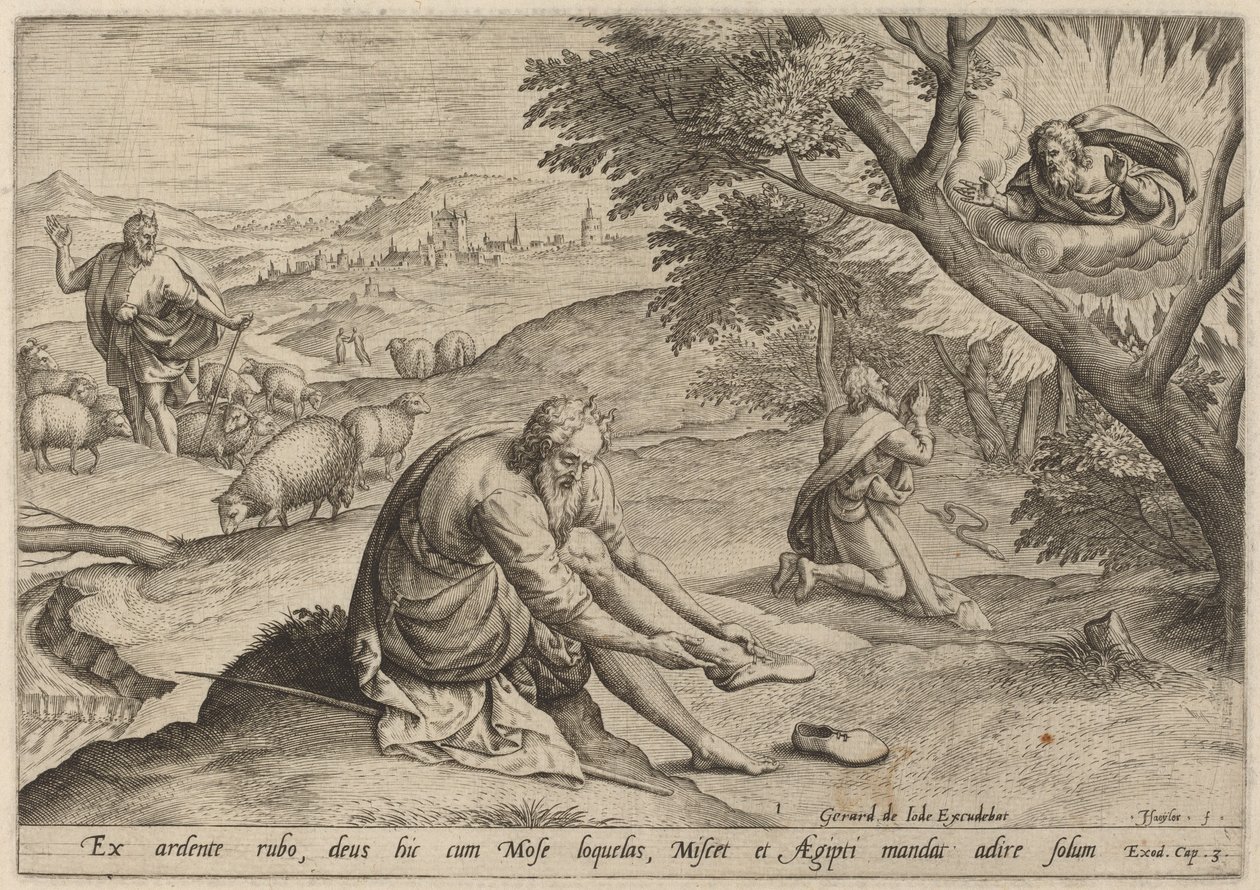 God Appearing to Moses by Jan Sadeler I, after Maarten van Cleef