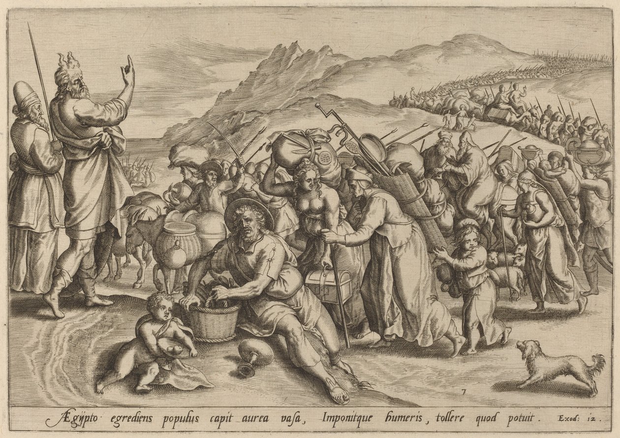 The Exodus from Egypt by Jan Sadeler I, after Maarten van Cleef