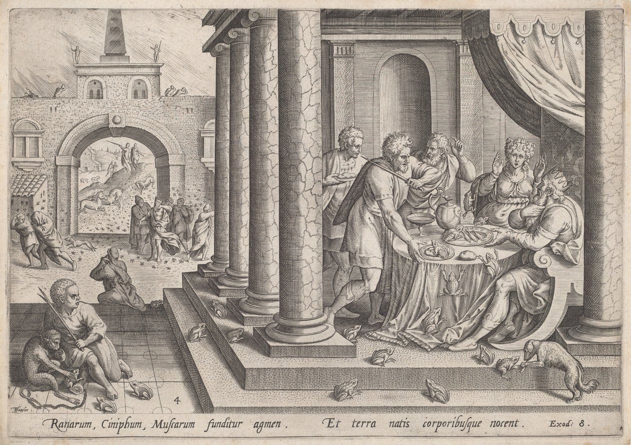 The Plague of Frogs by Jan Sadeler I, after Maarten van Cleef