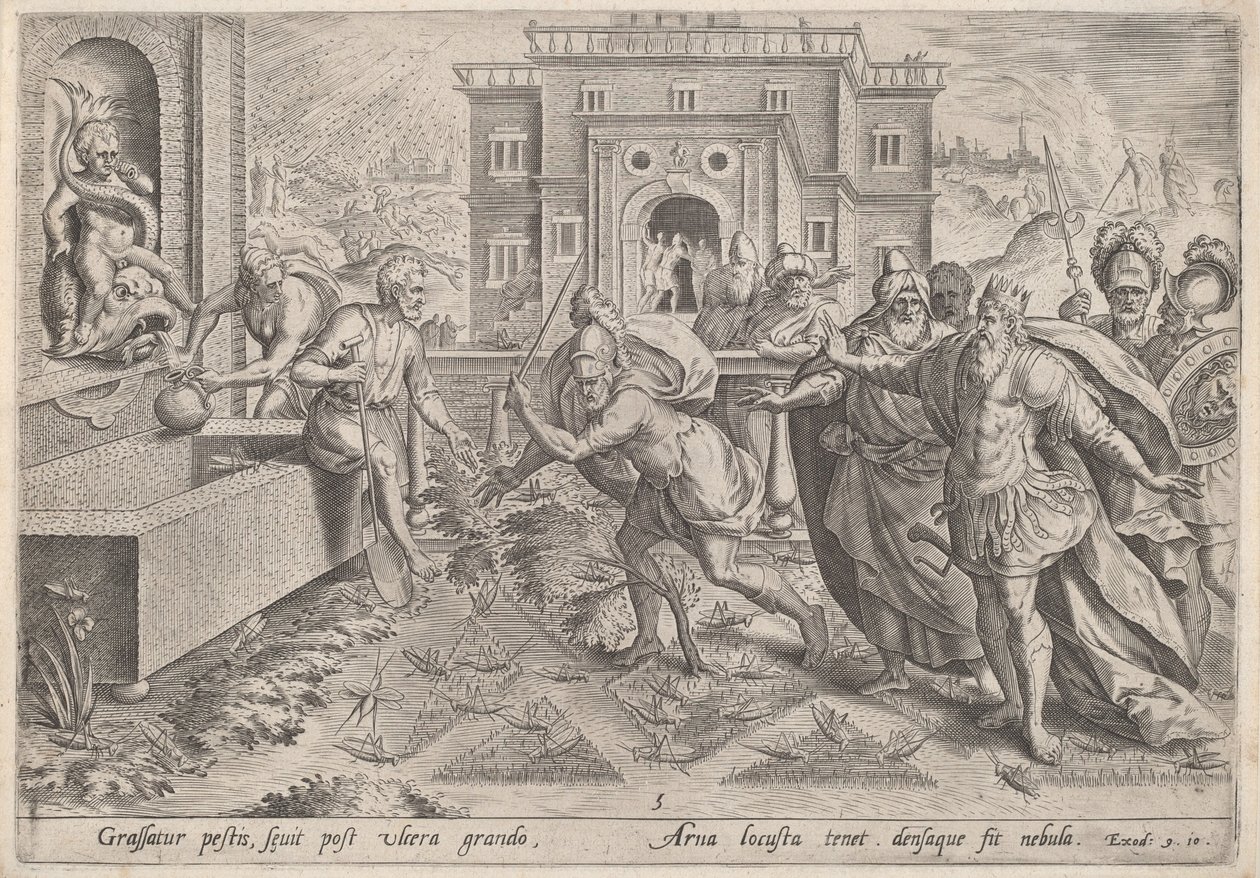 The Plague of Locusts by Jan Sadeler I, after Maarten van Cleef