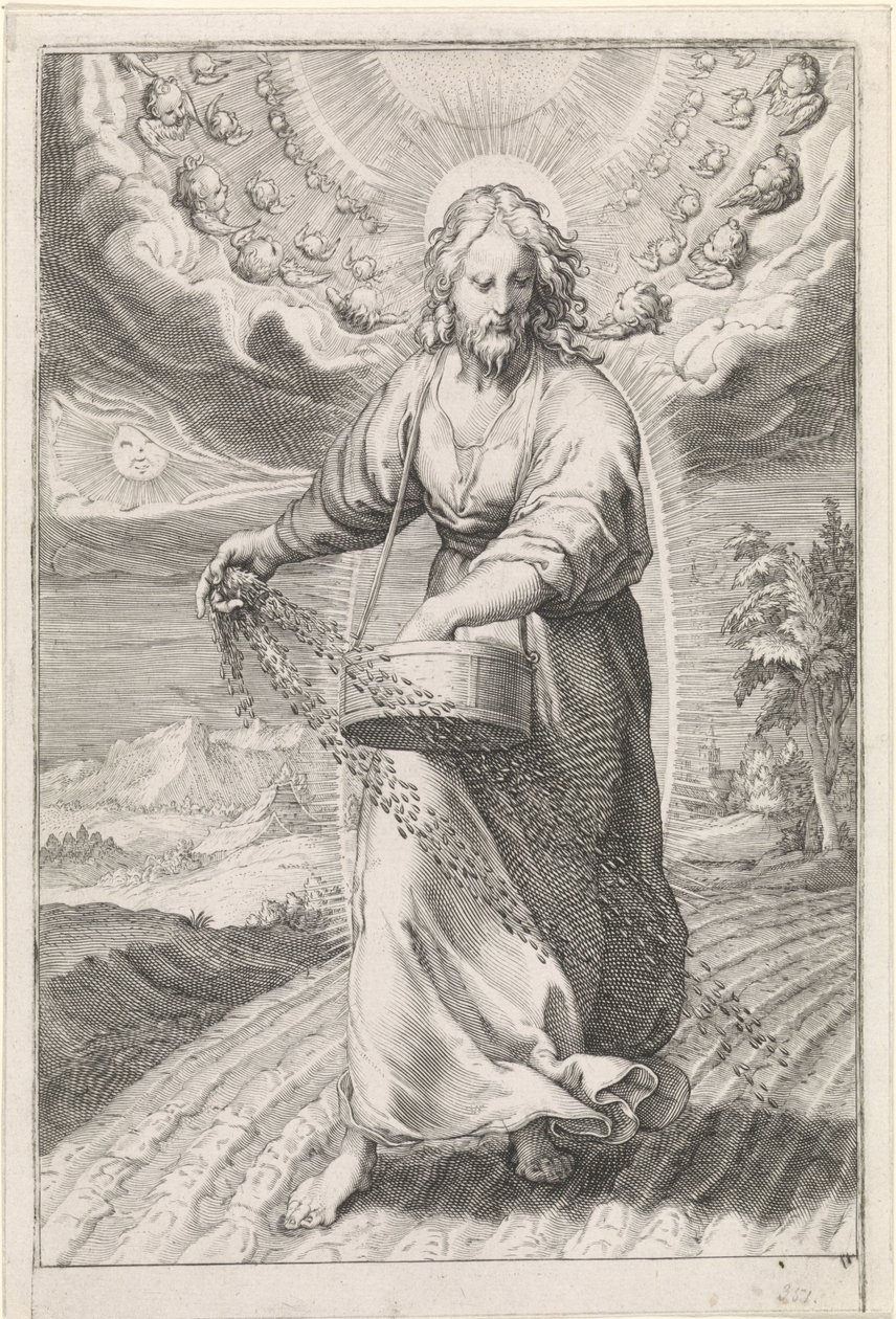 Christ as Sower (series: Parable of the Weeds Among the Wheat) by Jan Saenredam (attributed to)
