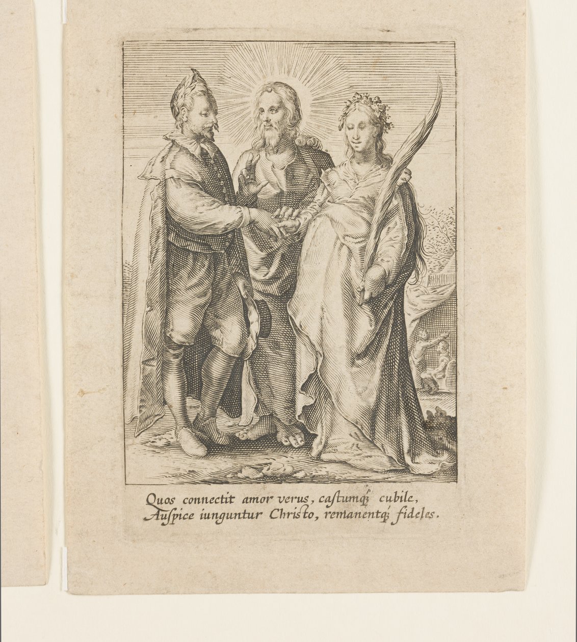 A Marriage Founded Solely on Pure and Chaste Love, Which is Blessed by Christ (engraving) by Jan Saenredam