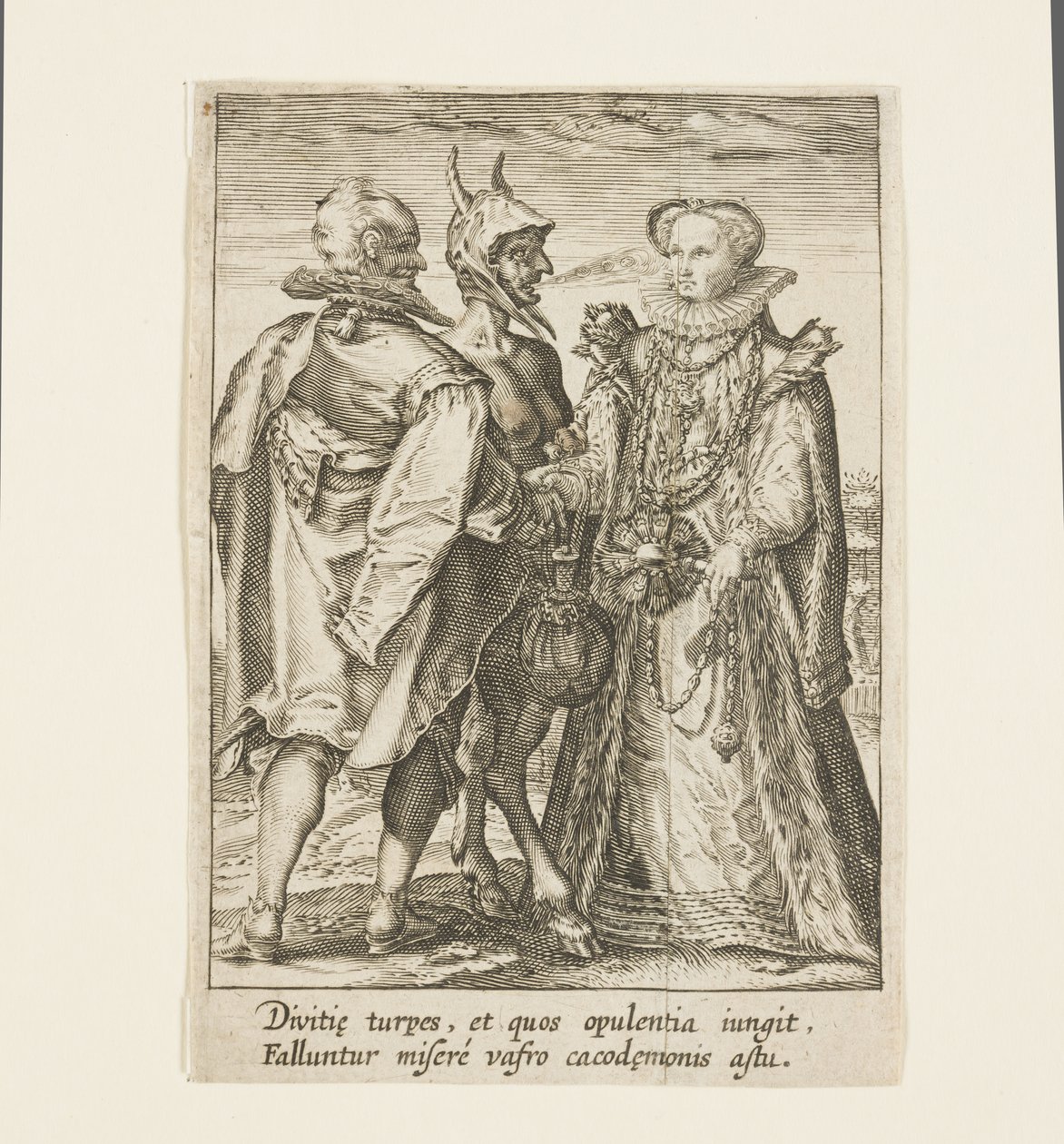 A Marriage Founded on Wealth, Which is the Work of the Devil (engraving) by Jan Saenredam