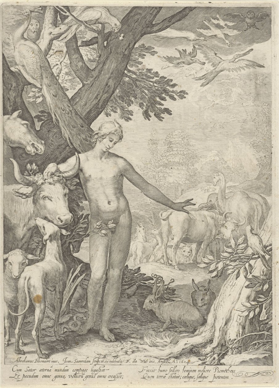 Adam Naming the Animals (Adam and Eve Series) by Jan Saenredam