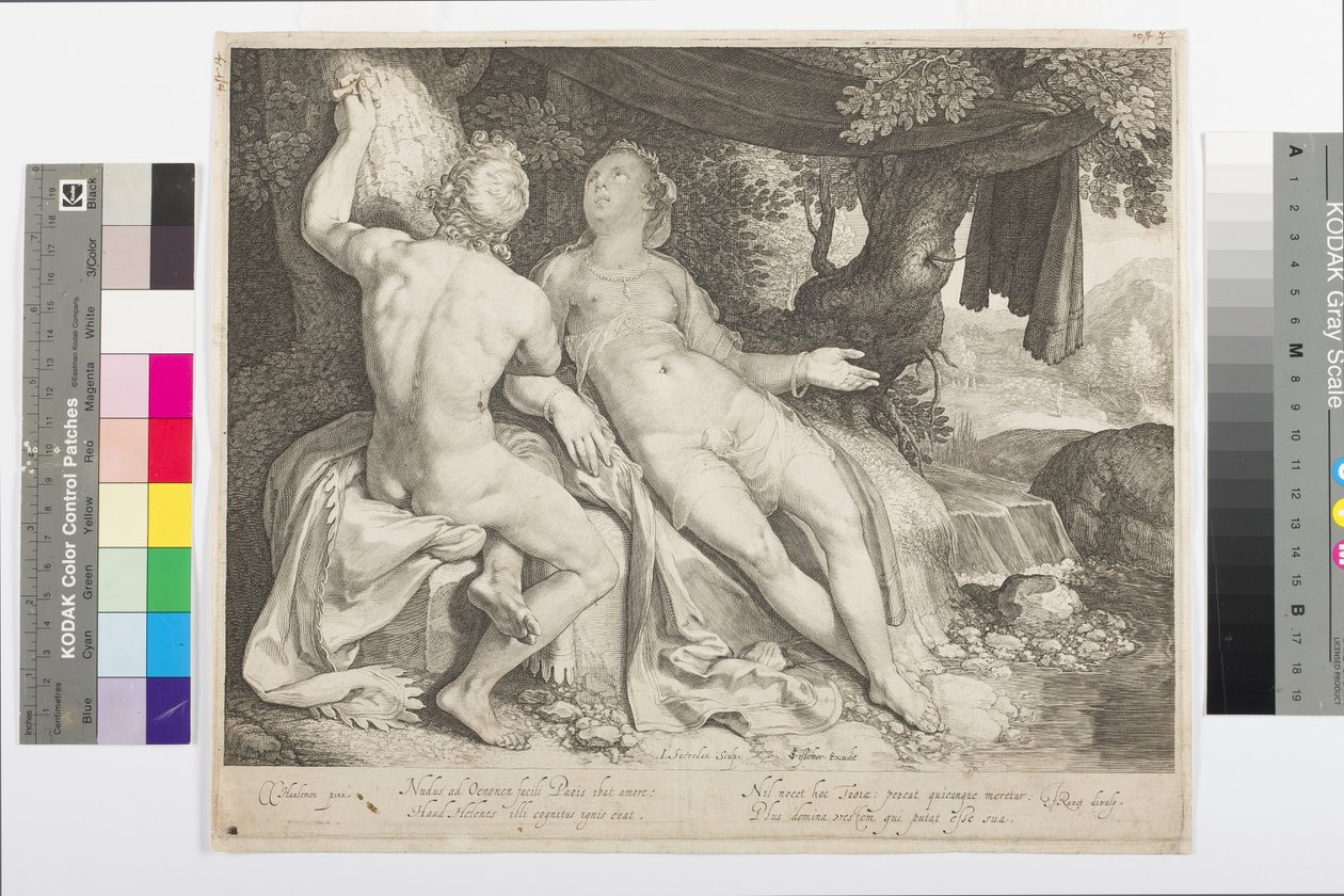 Paris with Oenone Whose Name he has Carved in the Bark of a Tree by Jan Saenredam