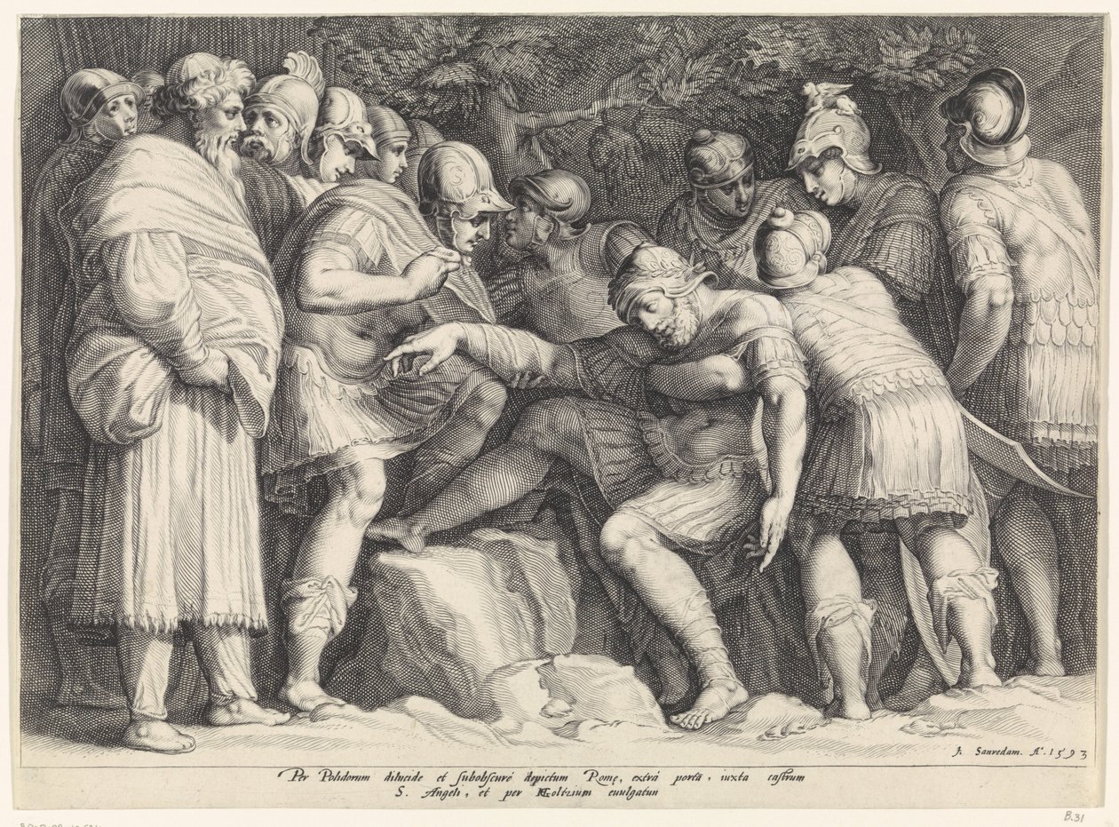 Scipio Carried by His Sons from the Battlefield by Jan Saenredam