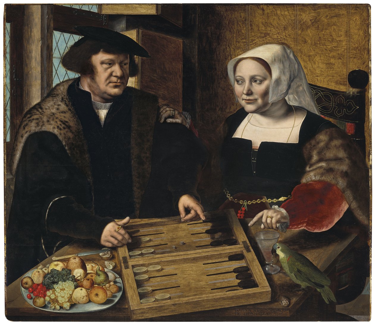 Portrait of a Couple Playing Trictrac by Jan Sanders van Hemessen