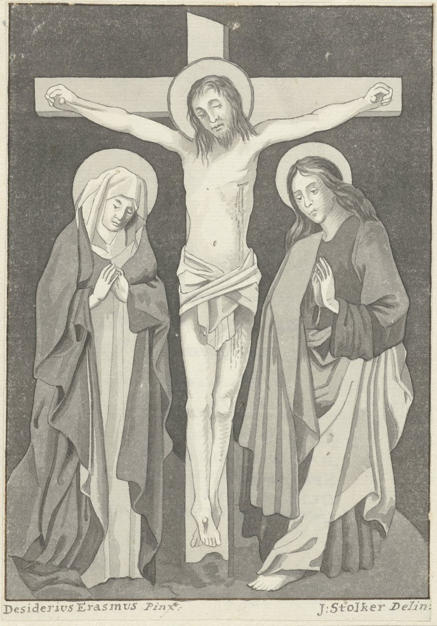 Christ on the Cross with Mary and John by Jan Stolker (signed by artist)
