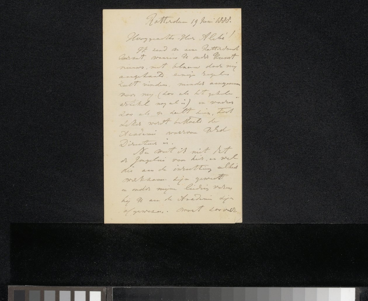 Letter to August Allebé by Jan Striening