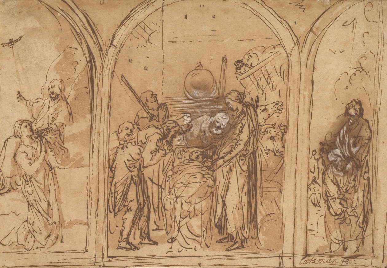 A Design for a Triptych with the Adoration of the Two Saints by Jan Symonsz. Pynas