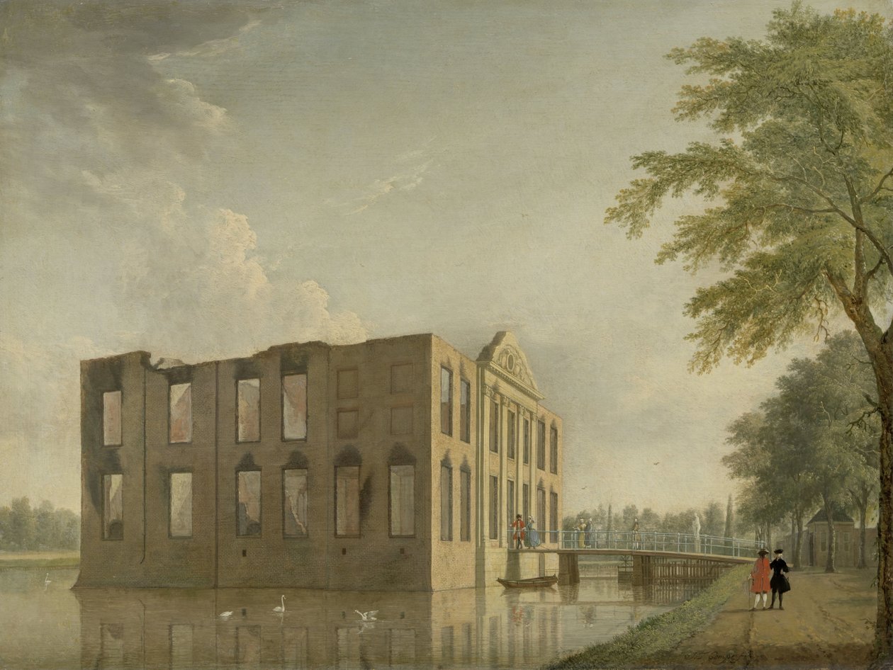 Berckenrode Castle in Heemstede after the Fire by Jan Ten Compe