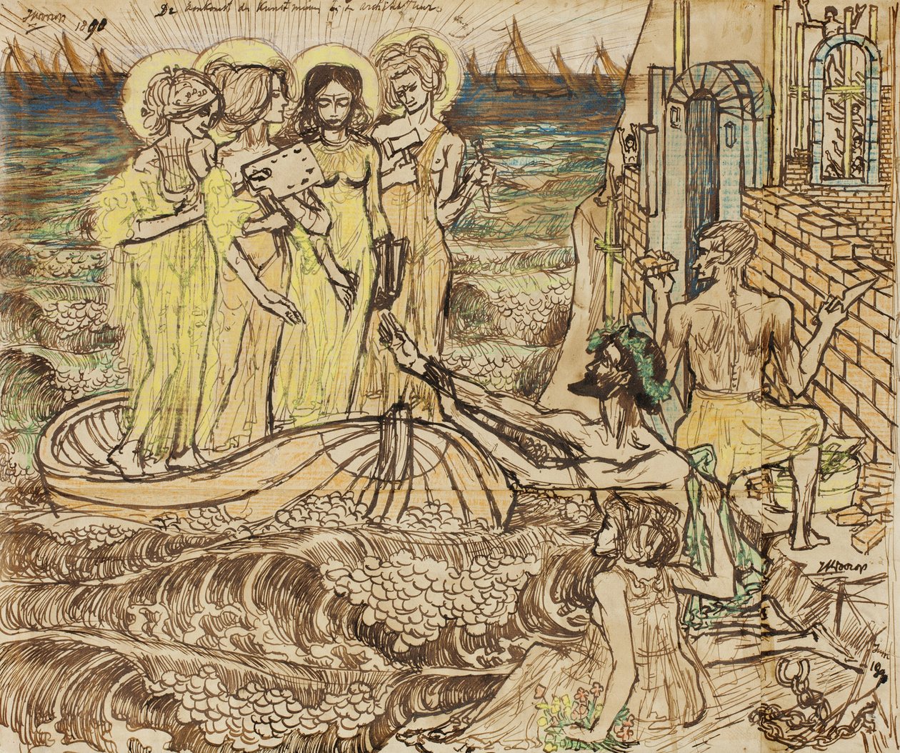 The Arrival of the Muses of Art at Architecture by Jan Toorop