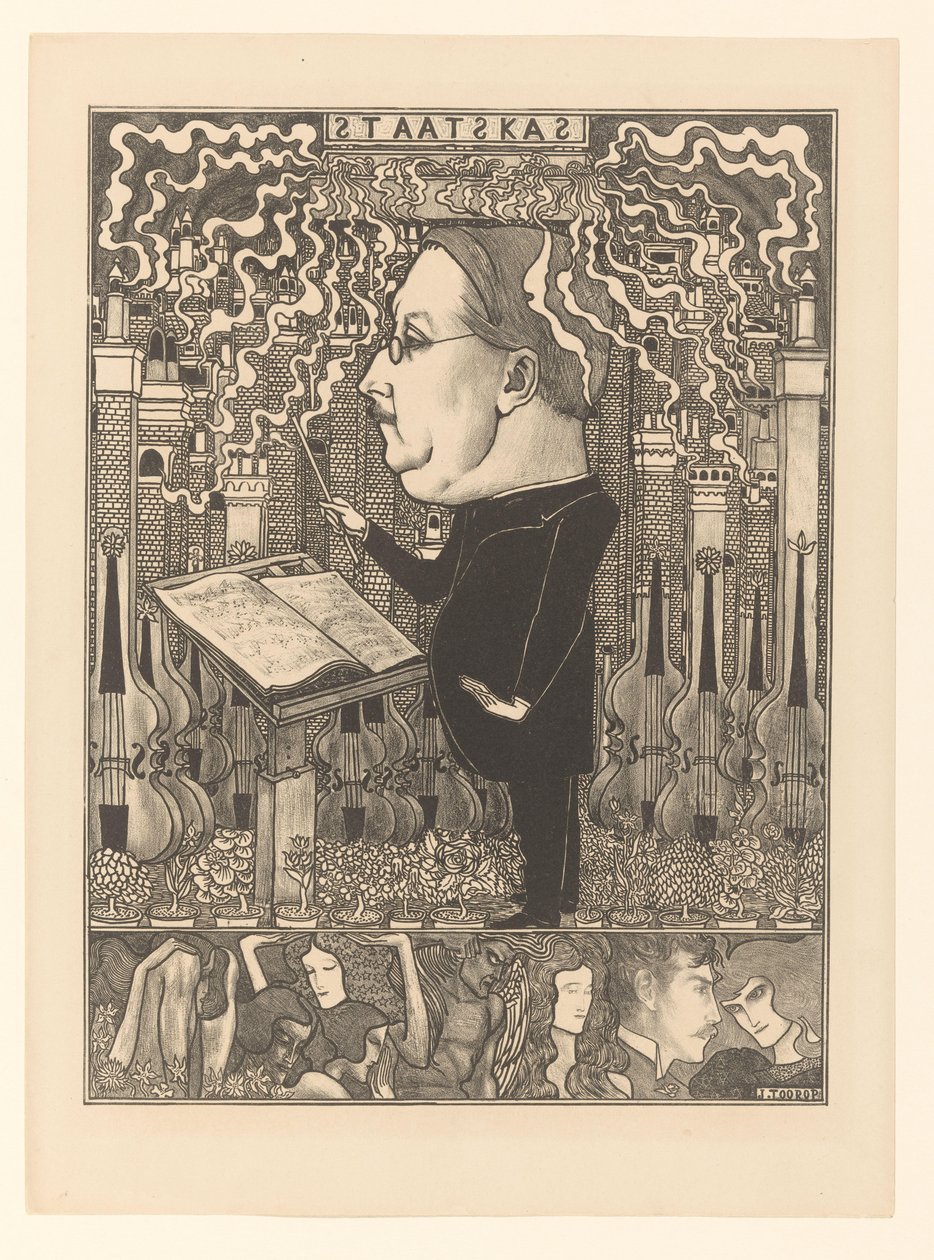 Conductor with Violins and Smoking Chimneys in the Background by Jan Toorop