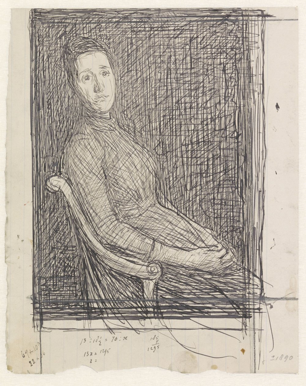 Portrait of Anna Dorothea Veth-Dirks, Seated Facing Right by Jan Veth