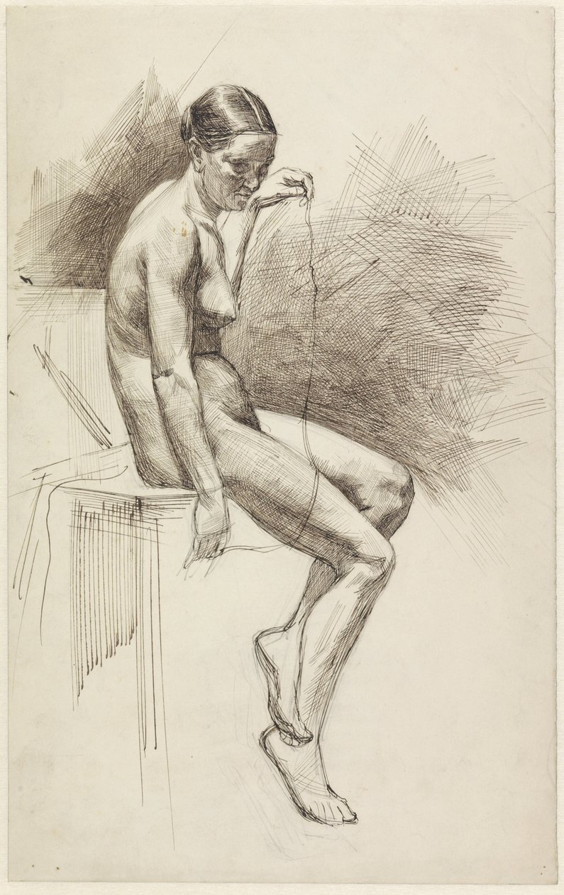 Study of Seated Female Nude by Jan Veth