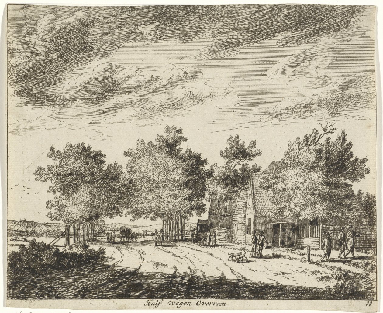 Landscape Halfway Overveen Half wegen Overveen (title on object) Landscapes of the Surroundings of Haarlem (series title) Views Outside Haarlem, Done by J.V.V. (series title on object) by Jan Vincentsz. van der Vinne